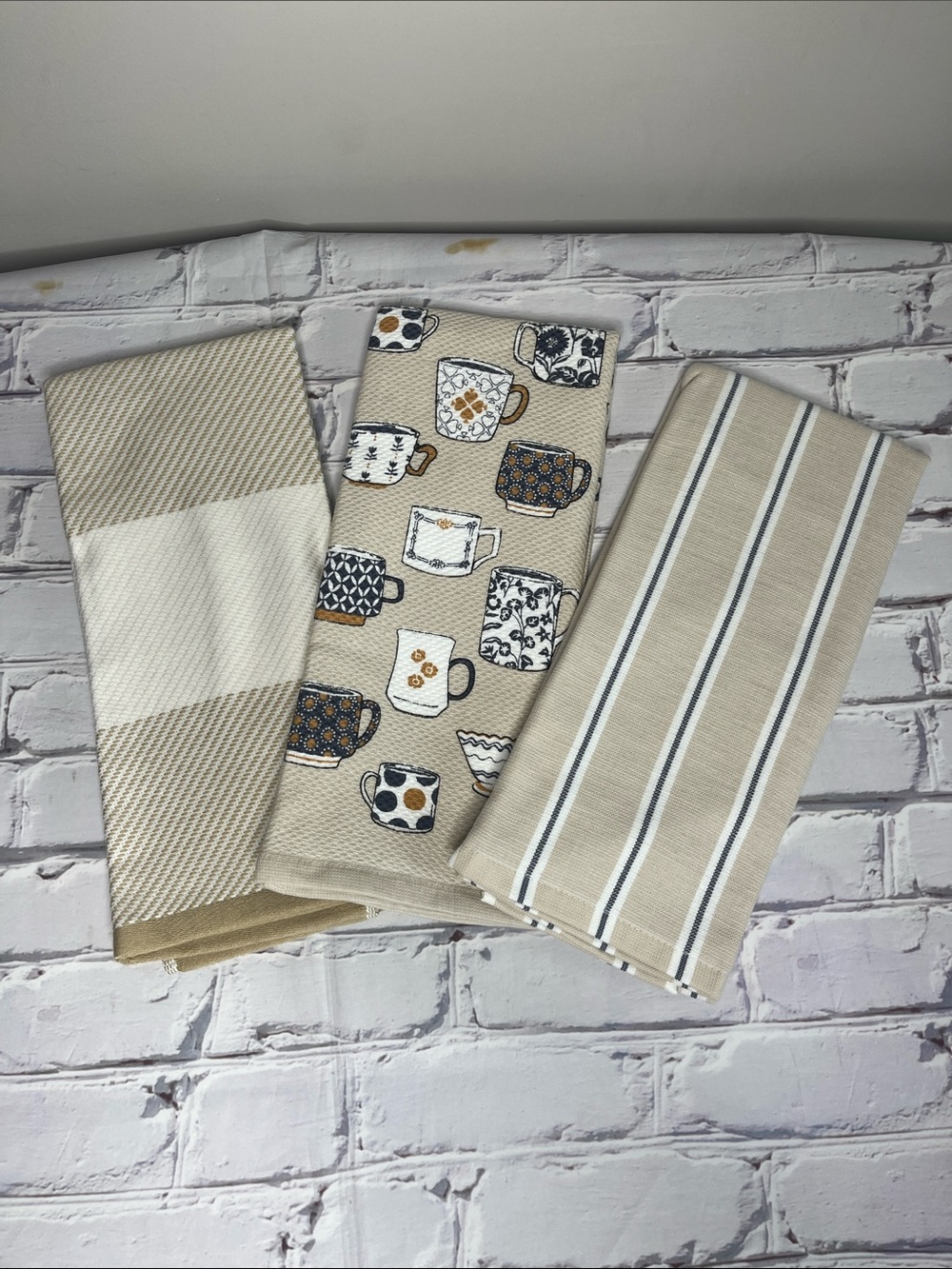 Kate Spade Beige Kitchen Tea Towels - 3-Pack